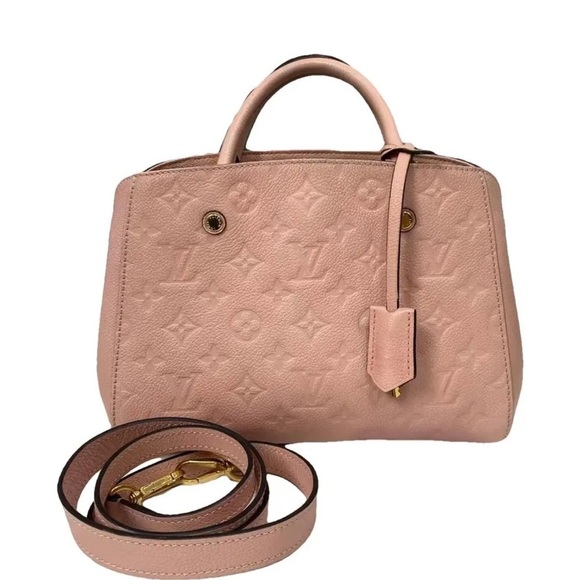 Authentic Louis Vuitton Montaigne BB โ Rose Poudre Monogram Empreinte Leather - Picture 3 of 10